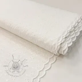 Bombažna tkanina EMBROIDERY TWO-SIDE SCALLOP Simi white