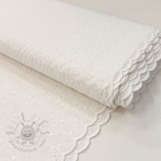 Bombažna tkanina EMBROIDERY TWO-SIDE SCALLOP Simi white