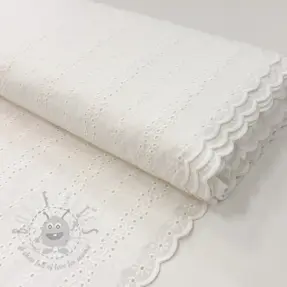 Bombažna tkanina EMBROIDERY TWO-SIDE SCALLOP Neo white