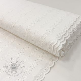 Bombažna tkanina EMBROIDERY TWO-SIDE SCALLOP Neo white