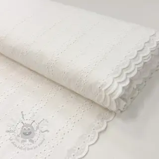 Bombažna tkanina EMBROIDERY TWO-SIDE SCALLOP Neo white