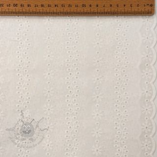 Bombažna tkanina EMBROIDERY TWO-SIDE SCALLOP Neo white
