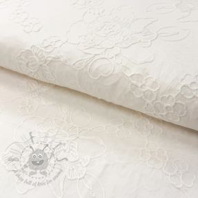 Bombažna tkanina VOILE EMBROIDERY Flowers white
