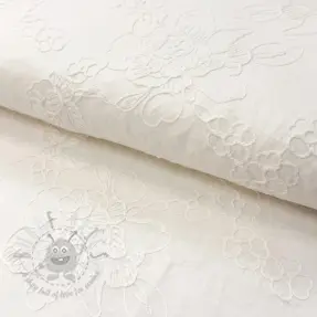Bombažna tkanina VOILE EMBROIDERY Flowers white
