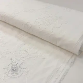Bombažna tkanina VOILE EMBROIDERY Flowers white
