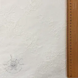 Bombažna tkanina VOILE EMBROIDERY Flowers white