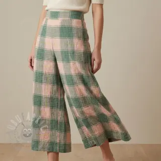 Viskoza CRINKLE Check peach
