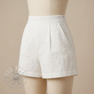 Bombažna tkanina VOILE EMBROIDERY Flowers white