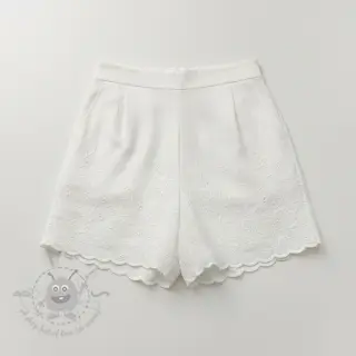 Bombažna tkanina VOILE EMBROIDERY ONE-SIDE BORDER white