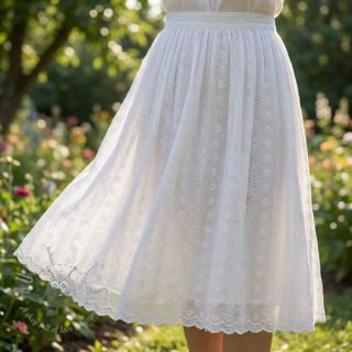Bombažna tkanina EMBROIDERY TWO-SIDE SCALLOP Neo white