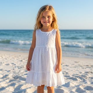 Bombažna tkanina EMBROIDERY TWO-SIDE SCALLOP Neo white