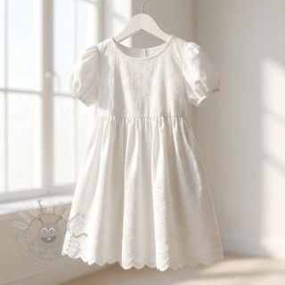 Bombažna tkanina EMBROIDERY TWO-SIDE SCALLOP Simi white