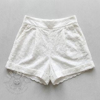 Bombažna tkanina EMBROIDERY TWO-SIDE SCALLOP Simi white
