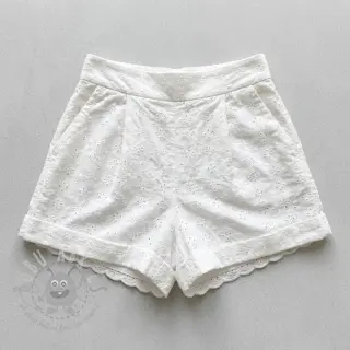 Bombažna tkanina EMBROIDERY TWO-SIDE SCALLOP Simi white