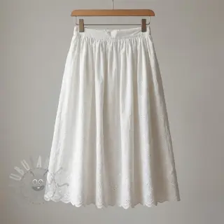 Bombažna tkanina EMBROIDERY TWO-SIDE SCALLOP Simi white