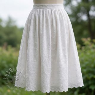 Bombažna tkanina EMBROIDERY TWO-SIDE SCALLOP Verena white