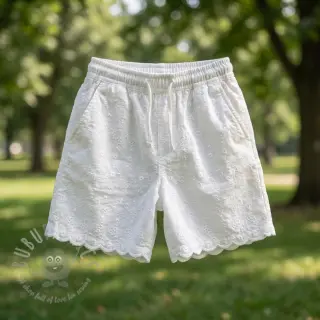 Bombažna tkanina EMBROIDERY TWO-SIDE SCALLOP Verena white