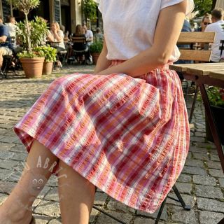 Bombažna tkanina SEERSUCKER YARN DYED Checks pink