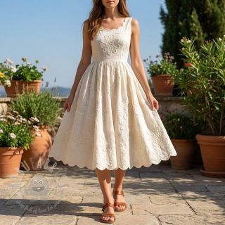 Bombažna tkanina EMBROIDERY Bellagio off white