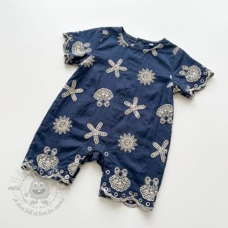 Bombažna tkanina EMBROIDERY Sea ornaments navy