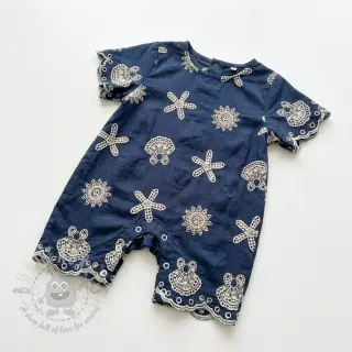 Bombažna tkanina EMBROIDERY Sea ornaments navy