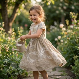 Bombažna tkanina VOILE EMBROIDERY Kokka natural