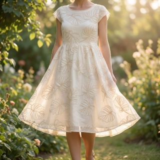 Bombažna tkanina VOILE EMBROIDERY Kady off white