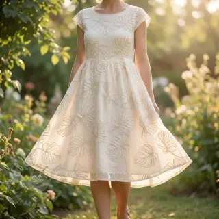 Bombažna tkanina VOILE EMBROIDERY Kady off white
