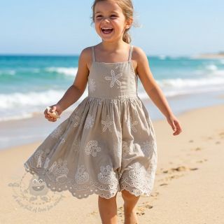 Bombažna tkanina EMBROIDERY Sea ornaments natural