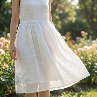 Bombažna tkanina EMBROIDERY Pattern white