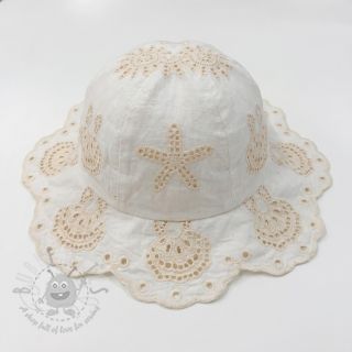 Bombažna tkanina EMBROIDERY Sea ornaments white