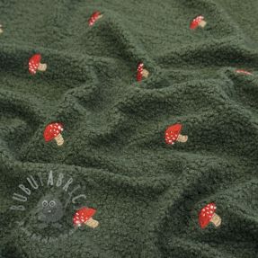 Plaščevina EMBROIDERY Little mushrooms green