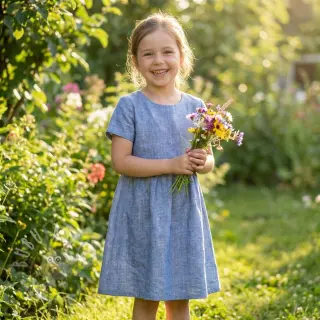 Bombažna tkanina z lanom LUREX blue