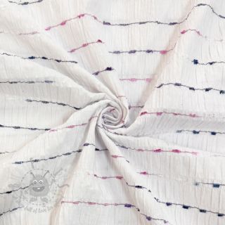 Bombažna tkanina DOBBY CRINKLE Stripe white