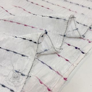 Bombažna tkanina DOBBY CRINKLE Stripe white
