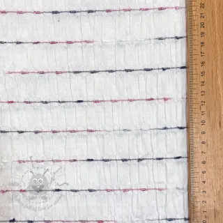 Bombažna tkanina DOBBY CRINKLE Stripe white