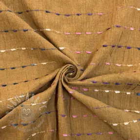 Bombažna tkanina DOBBY CRINKLE Stripe camel