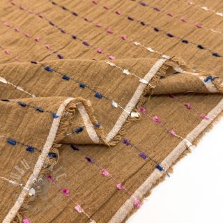 Bombažna tkanina DOBBY CRINKLE Stripe camel