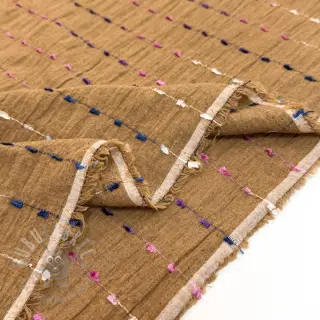 Bombažna tkanina DOBBY CRINKLE Stripe camel