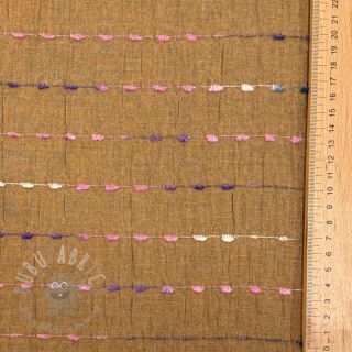 Bombažna tkanina DOBBY CRINKLE Stripe camel