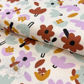 Bombažna tkanina Flowers natural/lavender by JENNIFER BOURON ORGANIC