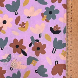 Bombažna tkanina Flowers lavender by JENNIFER BOURON ORGANIC