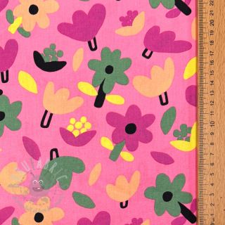 Bombažna tkanina Flowers pink by JENNIFER BOURON ORGANIC