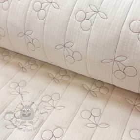 Dvoslojna gaza/muslin STEPPED Cherries natural