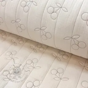 Dvoslojna gaza/muslin STEPPED Cherries natural