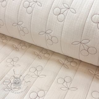 Dvoslojna gaza/muslin STEPPED Cherries natural