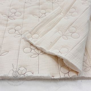 Dvoslojna gaza/muslin STEPPED Cherries natural