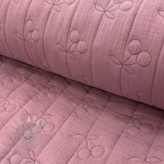 Dvoslojna gaza/muslin STEPPED Cherries mauve