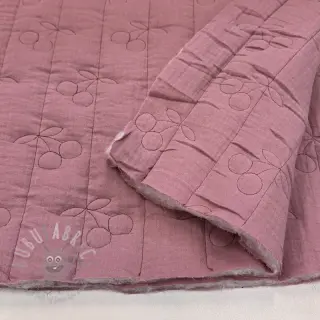 Dvoslojna gaza/muslin STEPPED Cherries mauve