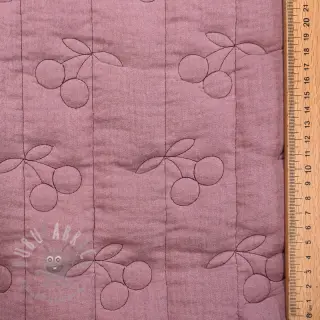 Dvoslojna gaza/muslin STEPPED Cherries mauve